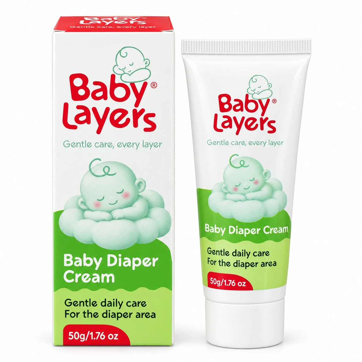BabyLayers Advanced Baby Diaper Rash Cream for Newborns & Kids | Gentle Daily Care for Diaper Area | With Shea Butter, Aloe Vera & Jojoba Oil | pH 5.5 & Hypoallergenic | 50 ml
